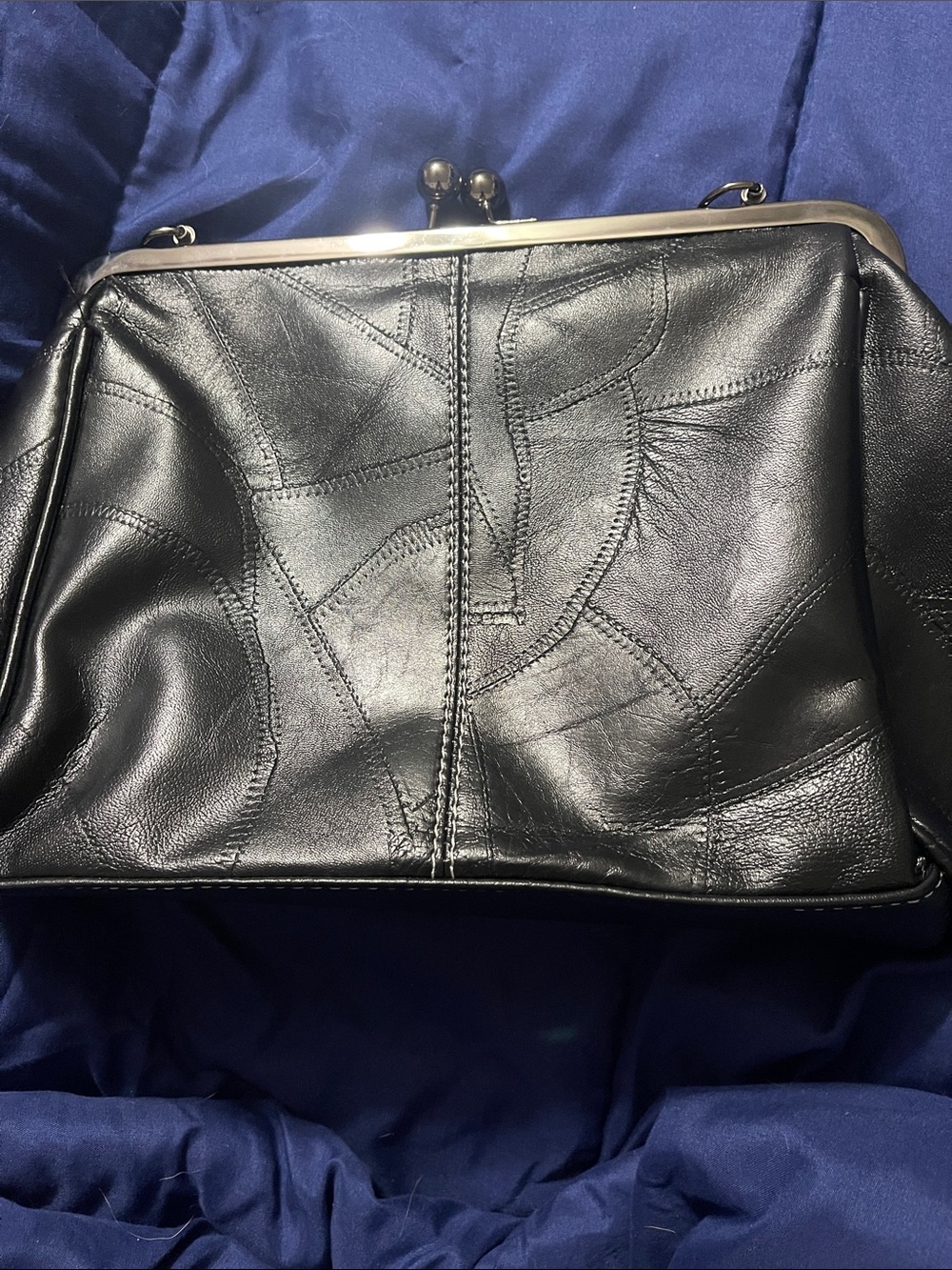 Structured Black or Rust colored Shoulder Bag with Decorative Frame - Picture 2 of 11